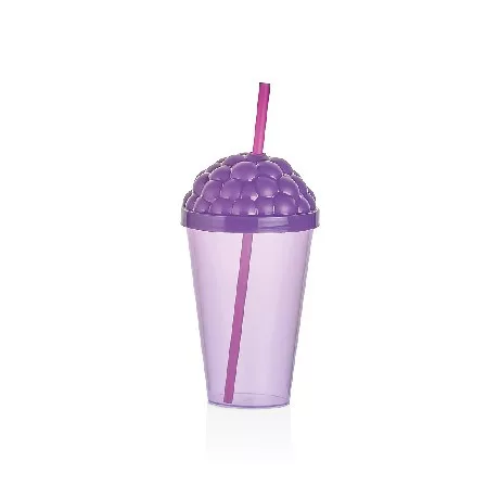 POHÁR MŰA. LILA SZÍVÓSZÁLLAL "SZEDER" 450ML