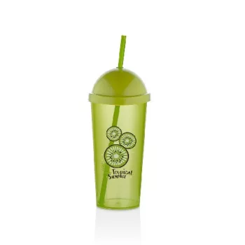 POHÁR MŰA. ZÖLD SZÍVÓSZÁLLAL "KIWI" 700ML