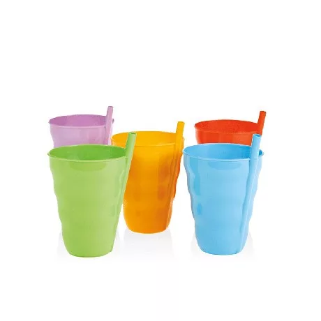 POHÁR MŰA. SZÍVÓSZÁLAS 300ML, SZÍNES TÖBBFÉLE