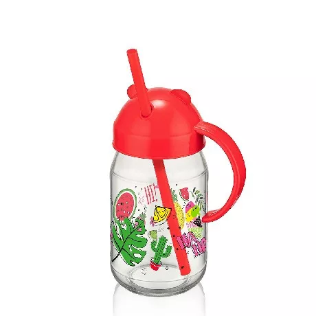 POHÁR + TETŐ + SZÍVÓSZÁL 370ML 10X7,1X19CM