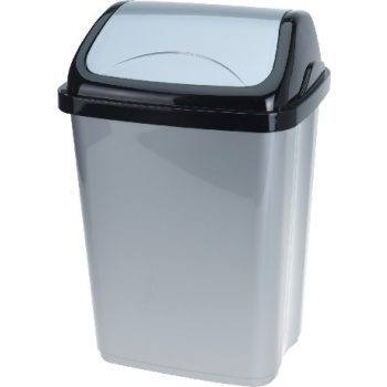 SZEMETES BILLENŐS FEKETE-SZÜRKE 10L PP