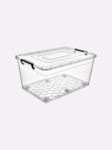 TÁROLÓDOBOZ SZÖGL. MŰA. PATENTZÁRAS TETŐVEL VÍZT./SZÜRK, KERÉKKEL 40L 24*40*60CM