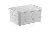 TÁROLÓDOBOZ SZÖGL. TETŐVEL MŰA. 2,5L 3 SZÍN "LACE" 10,5*22,2*15,2CM