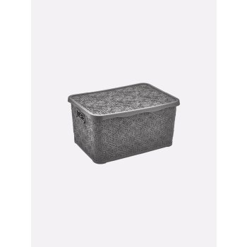   TÁROLÓDOBOZ SZÖGL. TETŐVEL MŰA. 5L 4 SZÍN "LACE" 11,8*28,5*19,6CM