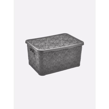   TÁROLÓDOBOZ SZÖGL. TETŐVEL MŰA. 20L 4 SZÍN "LACE" 19*30,4*43CM