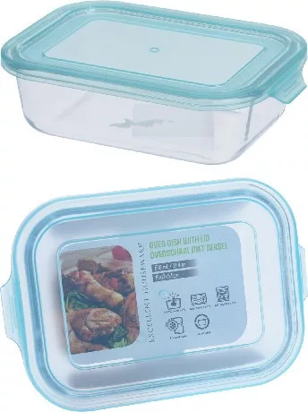TÁROLÓ DOBOZ SZÖGLETES ÜVEG 630ML