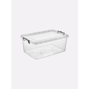   TÁROLÓDOBOZ SZÖGL. MŰA. PATENTZÁRAS TETŐVEL VÍZT./SZÜRKE 14L 'ECO'