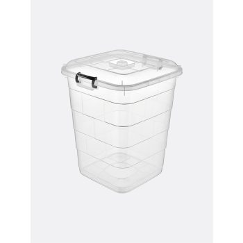   TÁROLÓDOBOZ NÉGYZET ALAKÚ 35L "TETRIS" ÁTLÁTSZÓ MŰA.