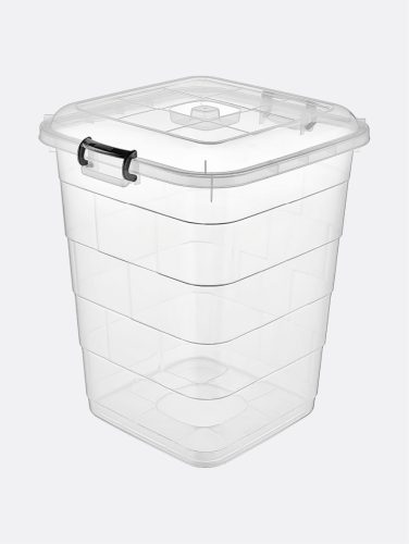 TÁROLÓDOBOZ NÉGYZET ALAKÚ 55L "TETRIS" ÁTLÁTSZÓ MŰA.