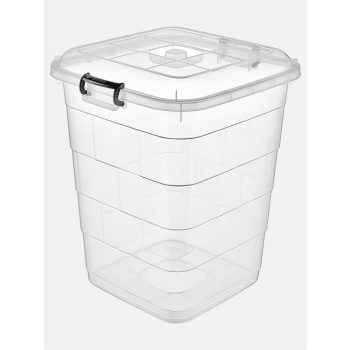   TÁROLÓDOBOZ NÉGYZET ALAKÚ 75L "TETRIS" ÁTLÁTSZÓ MŰA.