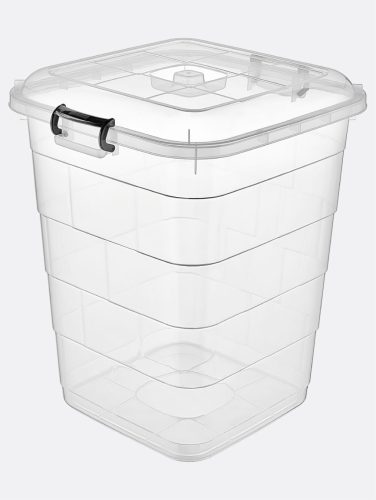 TÁROLÓDOBOZ NÉGYZET ALAKÚ 75L "TETRIS" ÁTLÁTSZÓ MŰA.