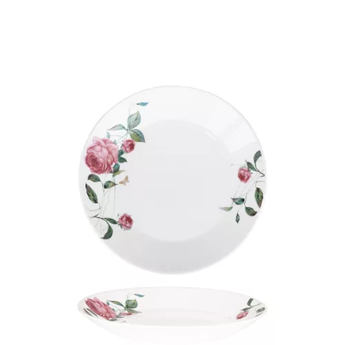 TÁNYÉR LAPOS OPÁL 19CM RÓZSÁS