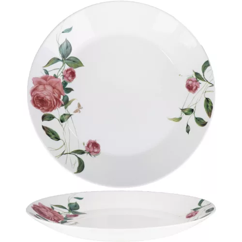 TÁNYÉR LAPOS OPÁL 26,6CM RÓZSÁS