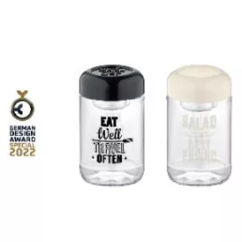   SALÁTÁSEDÉNY ÜVEG MŰANYAG FEDÉLLEL ÉS SZÓSZADAGOLÓVAL 600ML